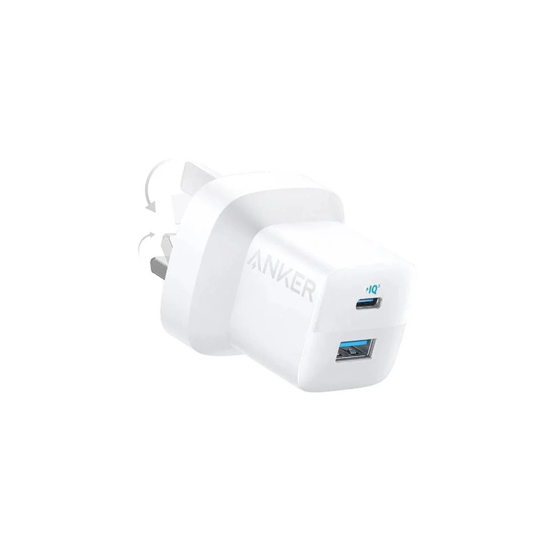 Anker 323 Charger 33W 2 Port with Lightning Cable Charger - White - شاحن